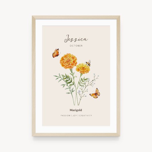 Ringelblumen-Geburtsmonats-Blumenposter Poster
