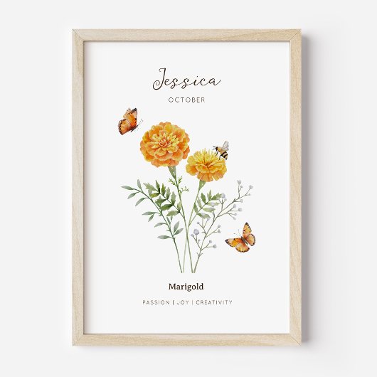 Ringelblumen-Geburtsmonats-Blumenposter Poster