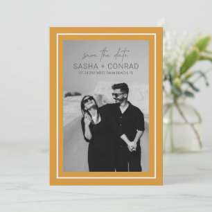 Ringelblumen-Gelb-Fett-Rand-Foto Moderne Hochzeit Save The Date