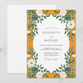 Ringelblumen-Hochzeit mit Eukalyptus Einladung (Vorne/Hinten)