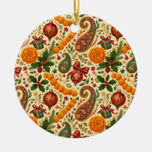 Ringelblumen-Paisley-Weihnachts-Keramikschmuck Keramik Ornament