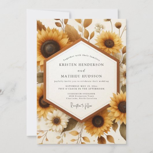 Ringelblumen-Rustikal-Hochzeit zur Erntezeit Einladung (Vorderseite)