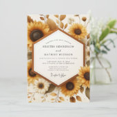 Ringelblumen-Rustikal-Hochzeit zur Erntezeit Einladung (Stehend Vorderseite)