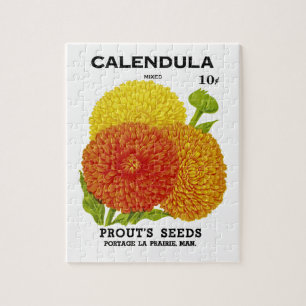 Ringelblumen-Samenpaket im Vintage-Stil Puzzle