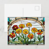 Ringelblumen-Stained-Glas-Garten Postkarte (Vorne/Hinten)