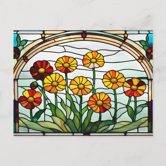 Ringelblumen-Stained-Glas-Garten Postkarte (Vorderseite)