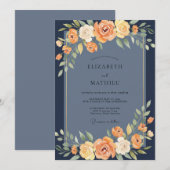 Ringelblüten-Schiefer-Hochzeit Einladung (Vorne/Hinten)