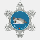 Ringelnasen - Kalte Nasen, warme Herzen Schneeflocken Zinn-Ornament (Vorderseite)