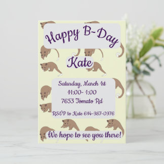 Ringelschwanzpossums Alles Gute zum Geburtstag Einladung