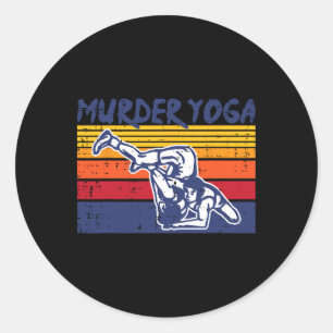 Ringen Mord Yoga Retro Ringer Jiu Jitsu Frau Runder Aufkleber
