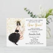 Ringen Sie in das neue Jahr und trinken Sie einen  Einladung (Stehend Vorderseite)