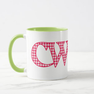 Ringer Coffee Tasse, Welsh Cwtch, Roter Karo Gingh Tasse