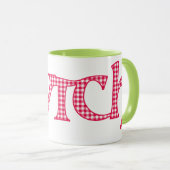 Ringer Coffee Tasse, Welsh Cwtch, Roter Karo Gingh Tasse (VorderseiteRechts)