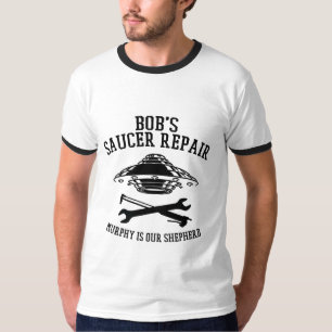 Ringer-T - Shirt mit dem Saucer-Reparaturlogo des 