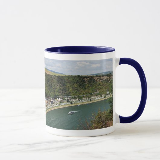 Ringer Tasse blau An der Loreley im Mittelrheintal (Rechts)