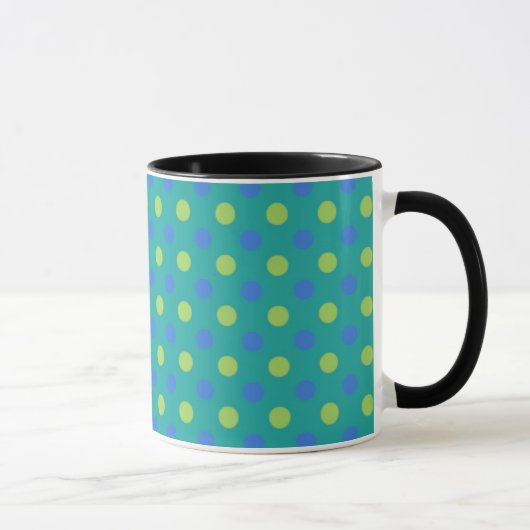 Ringer-Tasse Schwarz-Weiß, Blue Moons Polka Dots Tasse (Rechts)