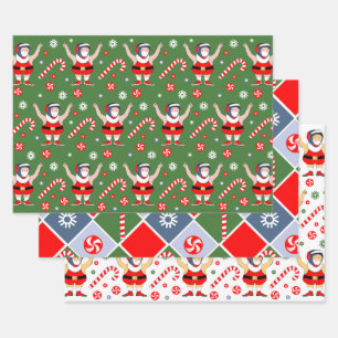Ringer Wrestler Feiertagsgeschenk Verpackungspapie Geschenkpapier Set