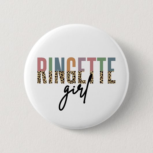 Ringette Girl Cheetah Print | Ringette Player Button (Vorderseite)