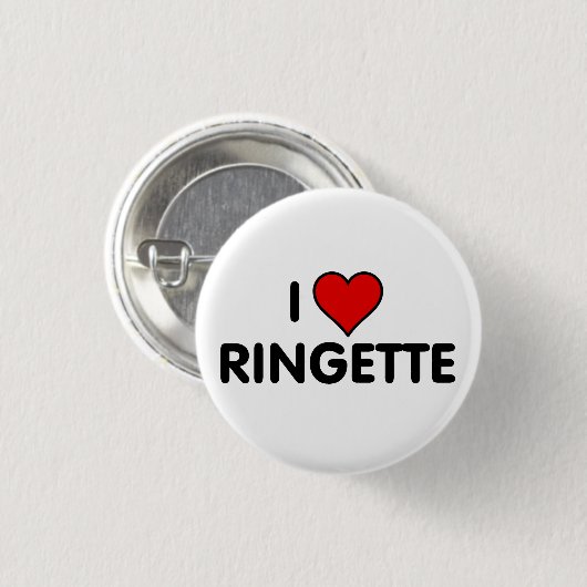 Ringette Knopf - "ich Liebe Ringette " Button (Vorne & Hinten)