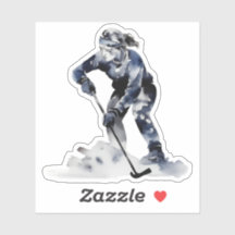 Ringette Skaten Beauty in Black and Blue Watercol