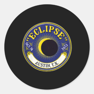 Ringförmige Sonnenfinsternis Austin Texas Familien Runder Aufkleber