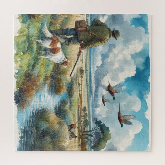 Ringhalsige Wasserfarbenjäger Puzzle (Horizontal)