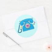 Ringing Retro-Telefon mit Herz Runder Aufkleber (Umschlag)