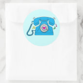 Ringing Retro-Telefon mit Herz Runder Aufkleber (Tasche)