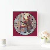 Ringing The Bell at Christmas Fine Art Quadratische Wanduhr (Zuhause)