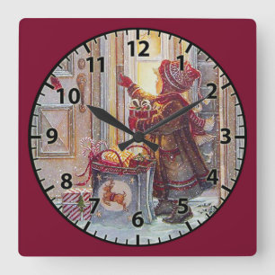 Ringing The Bell at Christmas Fine Art Quadratische Wanduhr