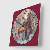 Ringing The Bell at Christmas Fine Art Quadratische Wanduhr (Winkel)