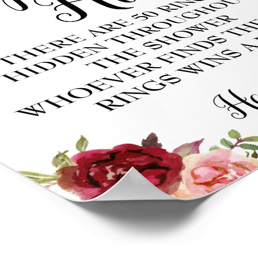 Ringjagd Brautparty-Marsala-Zeichen Poster (Ecke)