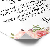 Ringjagd Brautparty Rosa Blumenhochzeit Poster (Ecke)