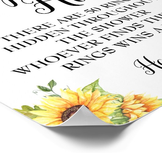 Ringjagd Brautparty Sonnenblumen Zeichen Poster (Ecke)