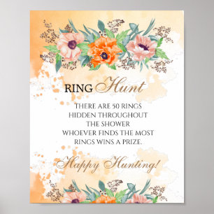 Ringjagd-Spiel Brautdusche Blumen Hochzeitsposter Poster