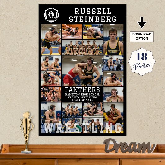 Ringkampf-Absolventen-Abschluss 18 Foto-Collage Poster