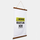 Ringkampf-Mutter-Warnschild | Wird laut schreien G Wandteppich Mit Holzrahmen (Gewinkelt)