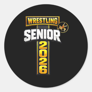 Ringkampf Senior Night Senior 2026 Faith Cross Runder Aufkleber