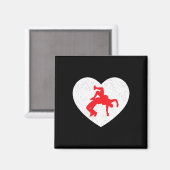 Ringkampf-Silhouette Valentinstag Herzform Verlieb Magnet (Vorderseite/Rückseite)