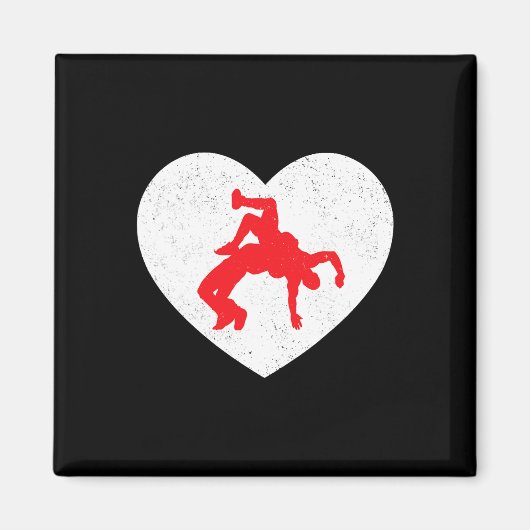 Ringkampf-Silhouette Valentinstag Herzform Verlieb Magnet (Vorne)