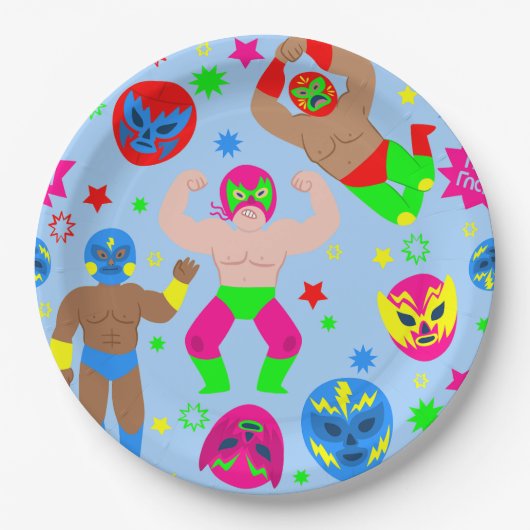 Ringkampflucha Libre-Masken Luchador-Ringer Pappteller (Vorderseite)