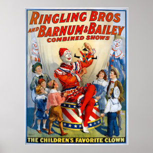 Ringling Brothers & Barnum & Bailey Vintag Clown Poster