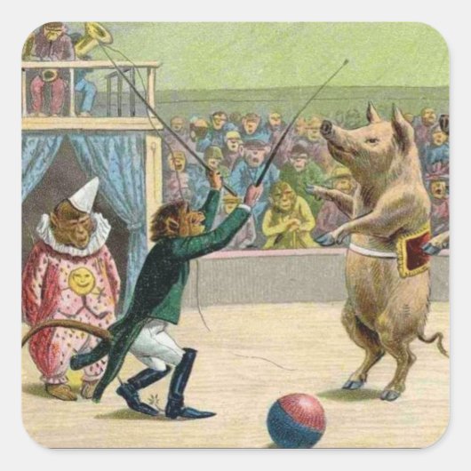 Ringmaster und Circus Quadratischer Aufkleber (Vorderseite)