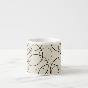 Ringmuster Schwarz auf Beige Espressotasse