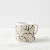 Ringmuster Schwarz auf Beige Espressotasse (Vorderseite Rechts)