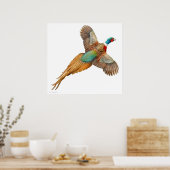 Ringneck Fasan in Flight Print Poster (Küche)