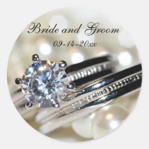 Rings and White Pearls Hochzeit Umschlag Aufkleber