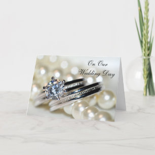 Rings and White Pearls Unser Hochzeitstag Karte