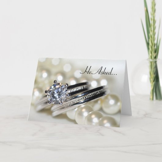 Rings and White Pearls Verlobung Ankündigung (Vorderseite)