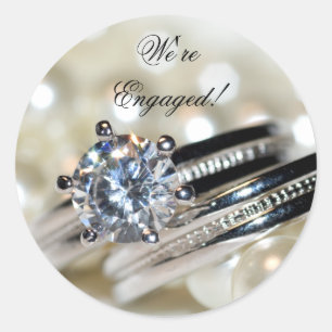 Rings and White Pearls Verlobung Umschlag Aufklebe Runder Aufkleber